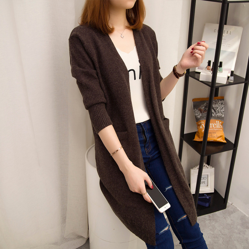 Suéter cárdigan Harajuku para mujer, estilo coreano, largo medio, ropa exterior gruesa para primavera y otoño 2025, cárdigan de punto holgado y versátil. image 12