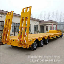 订做13米低平板半挂车 钩机板运输板轻量化设计新品（图片）