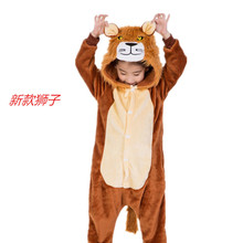 新款儿童狮子长颈鹿兰绒卡通动物造型男童女童可爱宝宝睡衣家居服