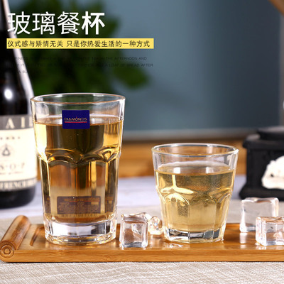 厂家批发 玻璃餐杯透明牛奶杯家用简约创意清新耐热泡茶杯果汁杯|ms
