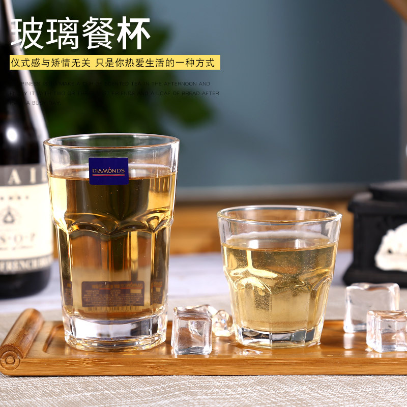 厂家批发 玻璃餐杯透明牛奶杯家用简约创意清新耐热泡茶杯果汁杯|ms
