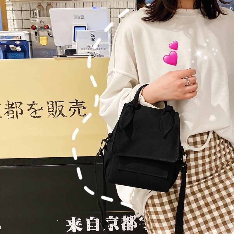 Koreanische Version Von Ulzzang, Altmodisch, Einfach Und Vielseitig, Einfarbige Mädchen-umhängetasche Aus Segeltuch, Japanische Harajuku-studenten Tasche display picture 22