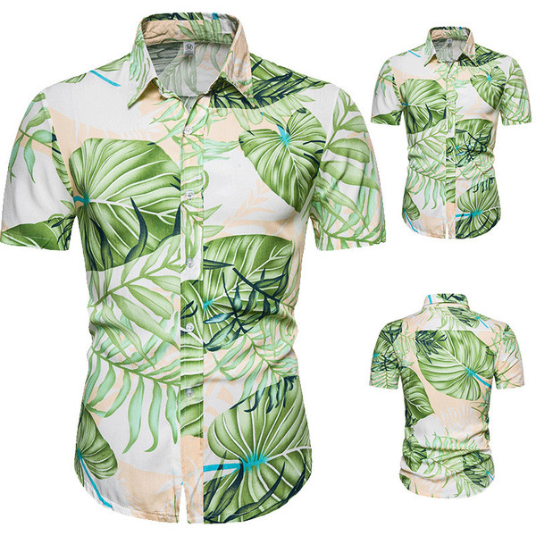 Hawaiian high quality cotton short sleeve Lapel shirt