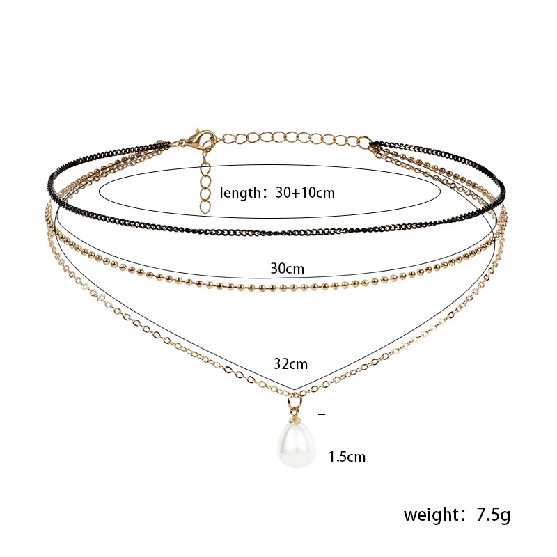 Popular Simple Drop-shaped Pearl Multilayer Necklace display picture 1