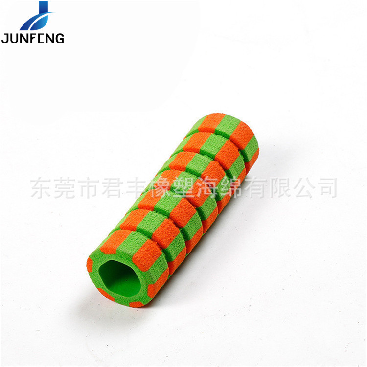 加长儿童自行车把套橡塑研磨异形NBR手柄把套双色沟槽橙色条纹