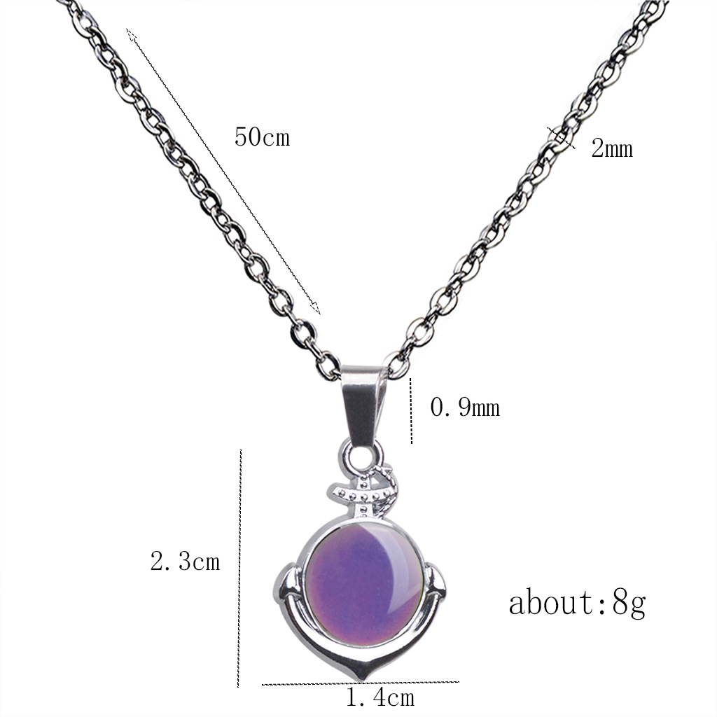 Fashion Anchor Pendant Color Changing Stainless Steel Necklace display picture 20