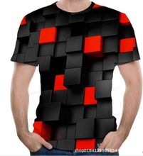 夏季時尚男式圓領短袖T恤 幾何四邊形3d數碼印花電商外貿貨