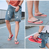 personality flip flops man rubber fashion Korean Edition Durable outdoors student sandals  Versatile Pinch Beach shoes