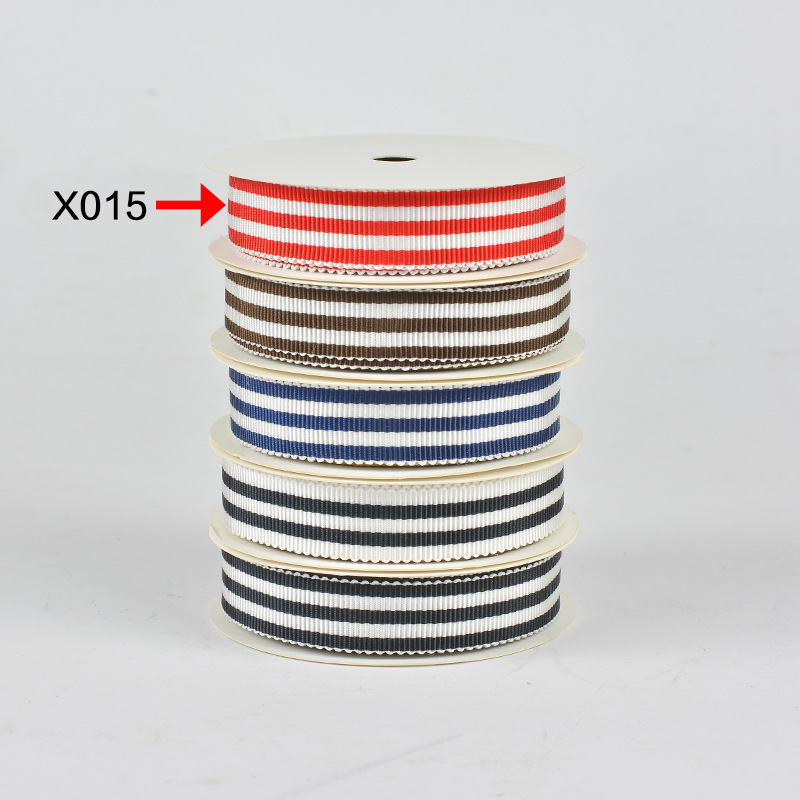 Tres colores a rayas poliéster sombrero cinturón ropa bolsa accesorios envoltura cinturón caja de regalo embalaje dentado cinta hilado teñido sombrero cinturón