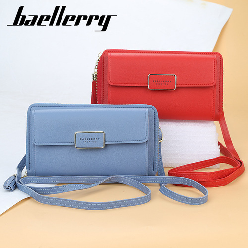 Baellerry Women's Long Wallet Korean Style Large Capacity Zipper Clutch Women's Fashion Crossbody Mobile Phone Bag