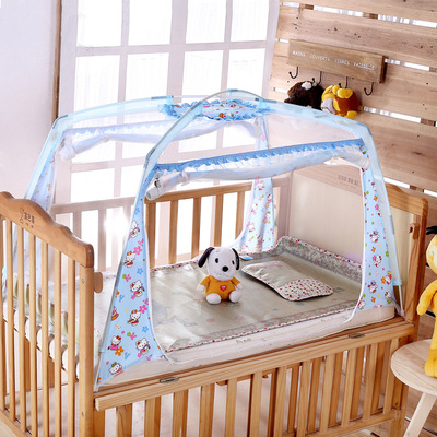 Yurt Fall Two-sided zipper kindergarten baby children Mosquito net Baby bed Mosquito net