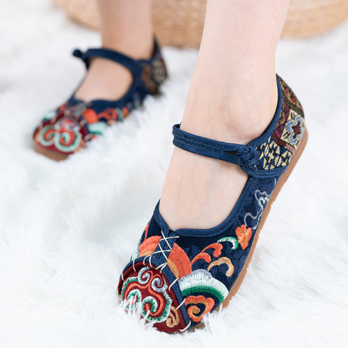 Chinese folk dance hanfu shoes for women girls Beijing cloth cheongsam dress shoes female embroidery ancientry Zen qipao tea yoga dress embroidered shoes for women 