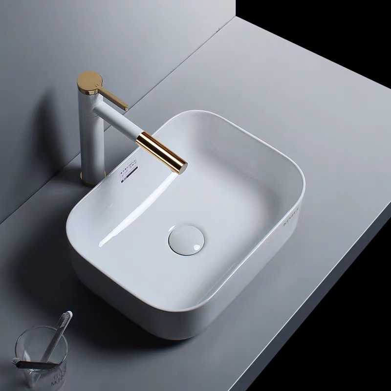 300 por 300 Square Hotel lavabo de cerámica lavabo balcón cuenca baño tamaño pequeño lavabo pequeño tamaño