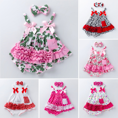 Baby birthday party dresses suspender dress floral Princess Dress PP pants cover girl dress