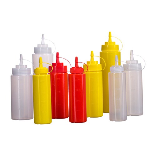 Squeeze sauce bottle ketchup with scale plastic seasoning bottle pointed mouth bottle jam bottle wholesale salad dressing squeeze bottle