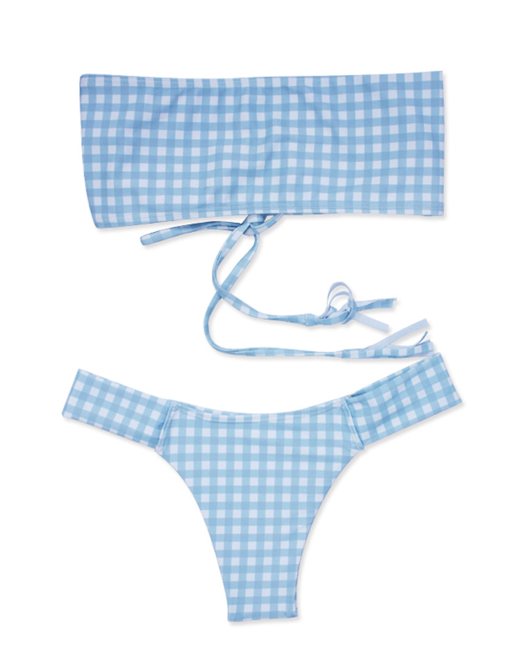 Cotton FashionBikini(Black and white grid 202-S)Swimwear NHHL2061-Black-and-white-grid-202-S