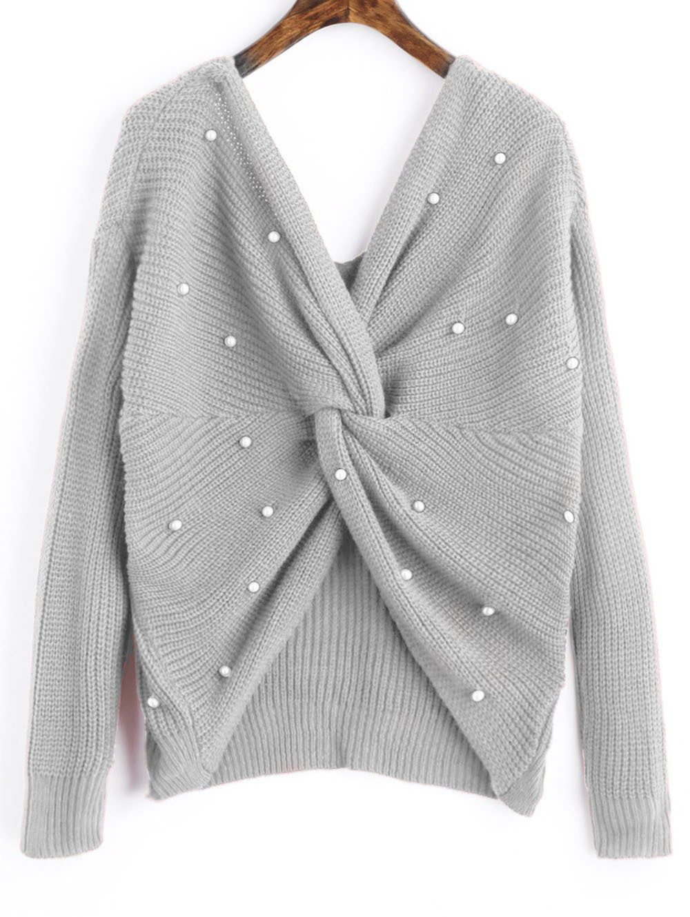 Suéter de punto con cuello redondo y espalda descubierta para mujer, estilo cruzado, para ir al trabajo, novedad de Amazon para otoño e invierno de 2025