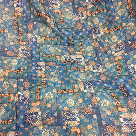 新款特色复古风 天丝苎麻数码印花面料 女装时装面料 现货供应