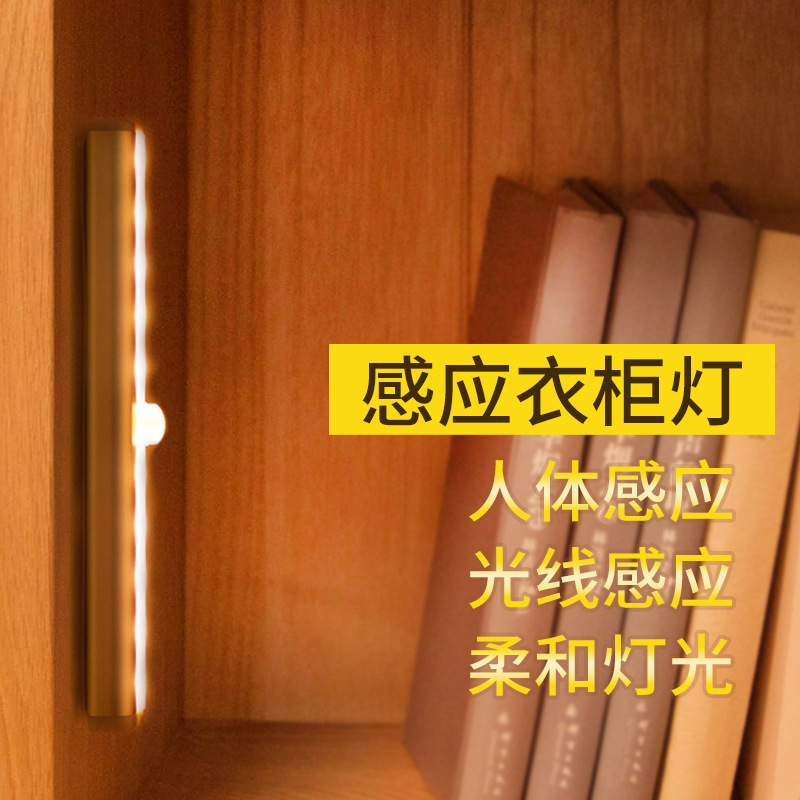 跨境专供电池款节能led人体感应灯10led红外感应灯家居智能小夜灯