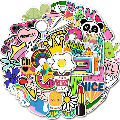 50 Ins style fresh Amazon non-infringement suitcase stickers waterproof graffiti suitcase stickers