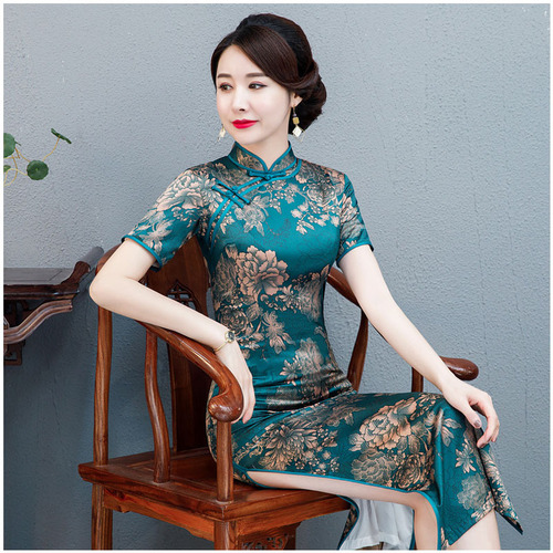 Chinese Dresses Qipao for women robe chinoise cheongsam Long and short sleeve standing collar cheongsam dress for women