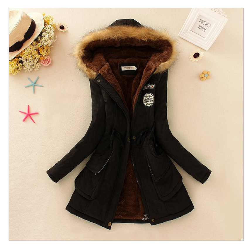 Korean Version Of New Women's Large Size Thickened Lamb Wool Standard Cotton Padded Jacket Long Sleeve Hooded Women's Coat