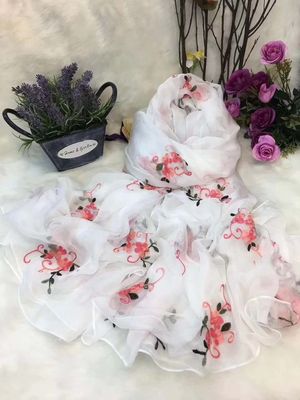 Silk scarf Cotton and hemp Embroidery Ethnic style Silk scarf Shawl Sunscreen Versatile Beach towel Manufactor Direct selling