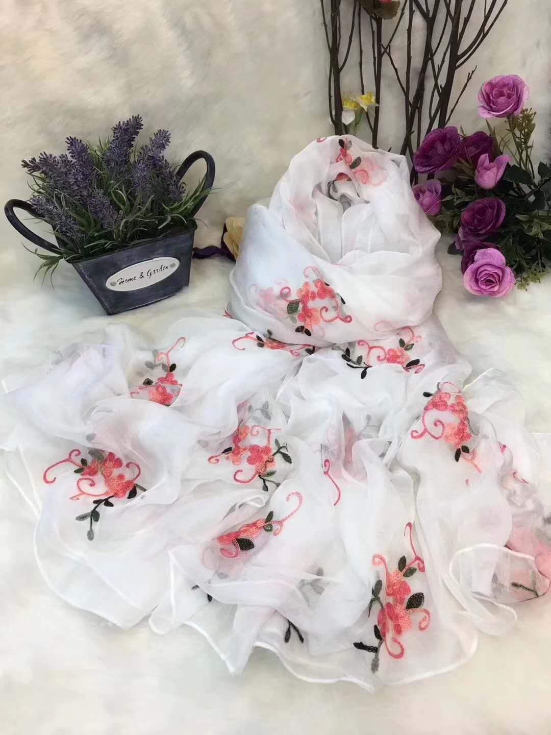 Silk scarf Cotton and hemp Embroidery Ethnic style Silk scarf Shawl Sunscreen Versatile Beach towel Manufactor Direct selling