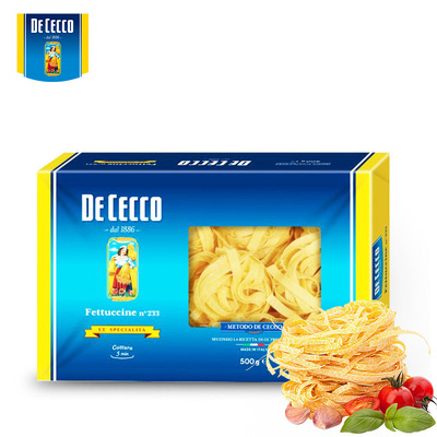 得科意大利面盒装#233号扁平卷面500g 原装进口速食意粉意面|ru