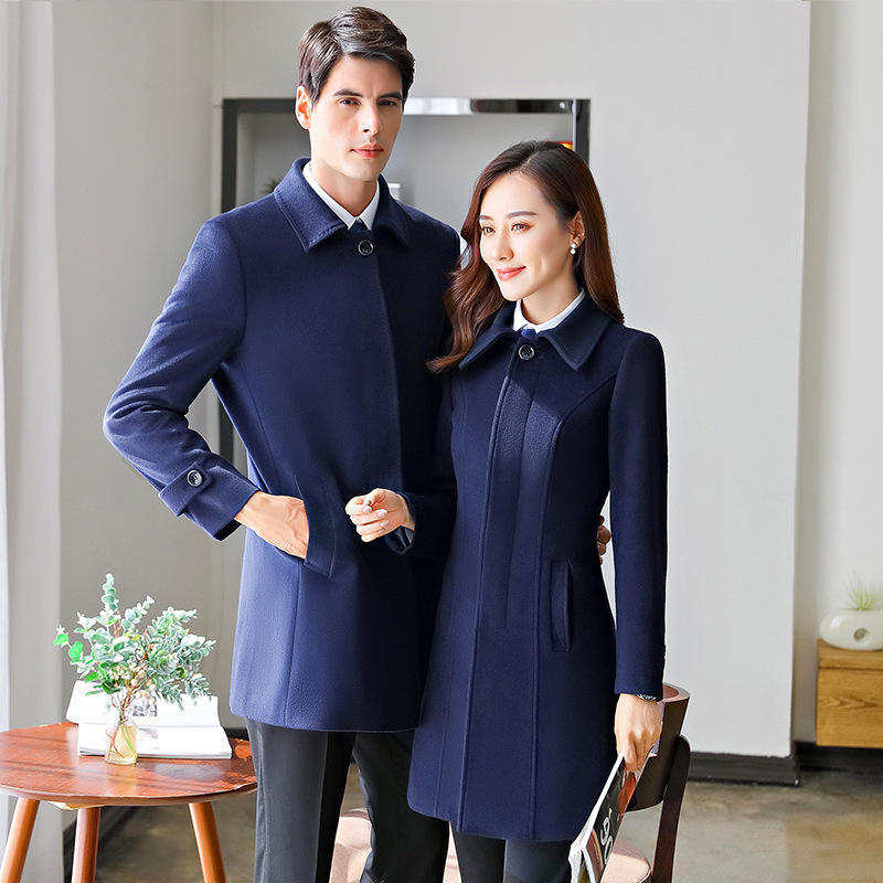 customized LOGO Woolen coat men and women Same item Autumn and winter Wool coat Business Suits Bank 4S Property coverall