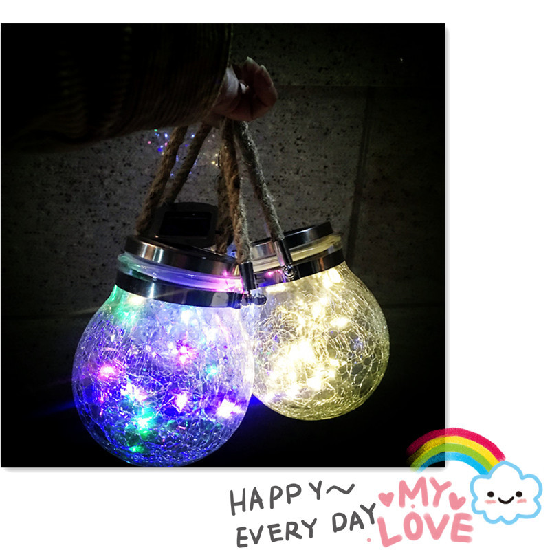 Cross-border outdoor solar glass bottle lamp, street lamp, copper wire lamp, crack solar outdoor special decoration, camping detail image 10