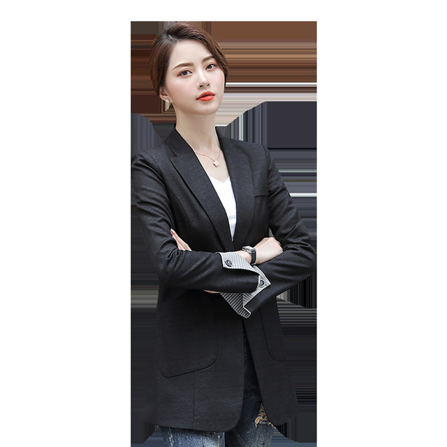 Autumn and winter long-sleeved jacket medium-length women’s suit   