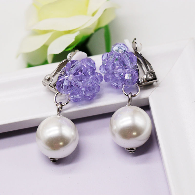 Beads Weaving Ball Stud Earrings Large Pearl Pendant Stud Earrings Sweet Ear Clips display picture 10