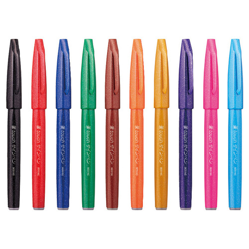 Japanese-made TOUCH Colored Soft-Tip Brush Pen for Signing and Calligraphy, English Greeting Card Set, 24 Colors