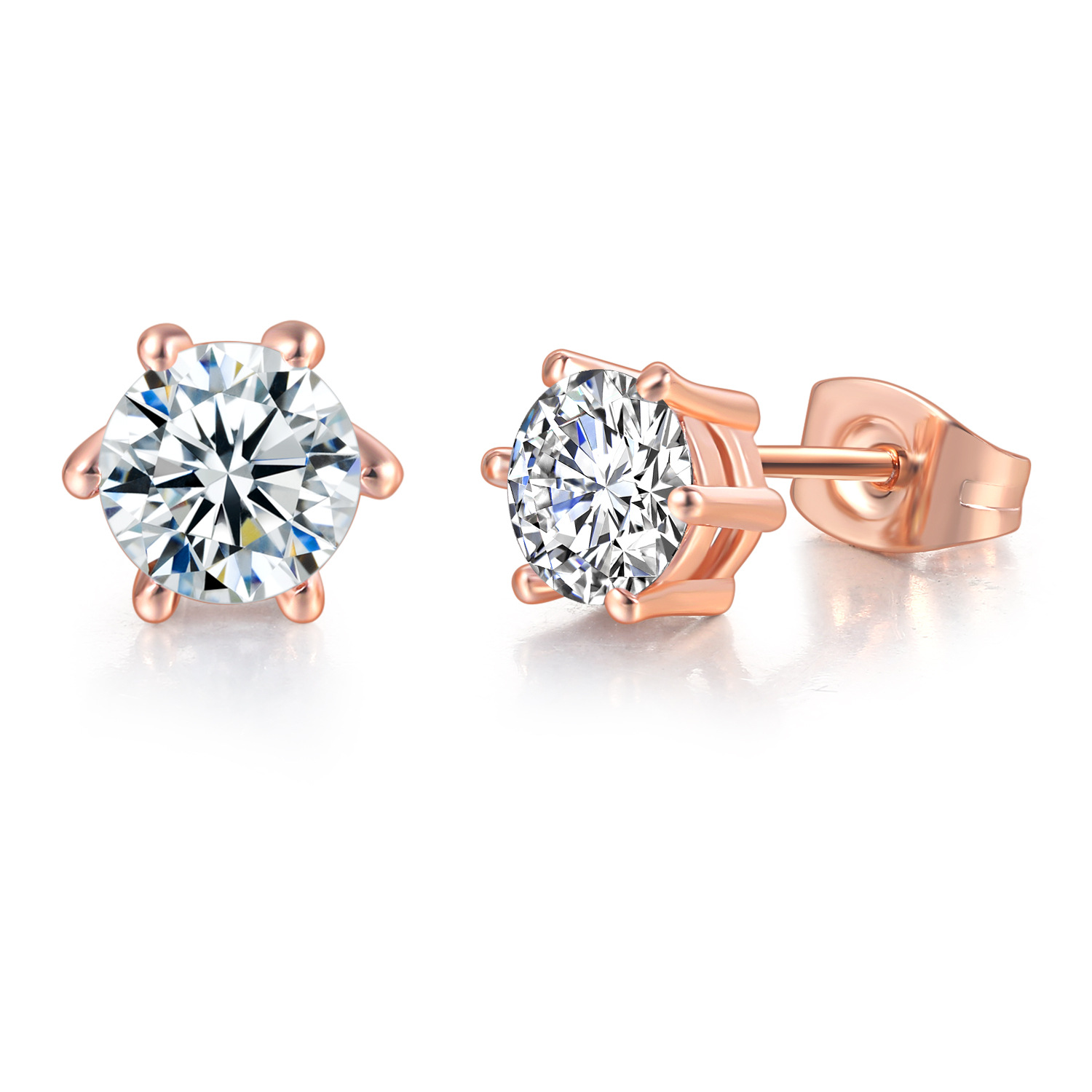 Classic Diamond Stud Earrings Geometric Zircon Fashion Jewelry_voghion.com
