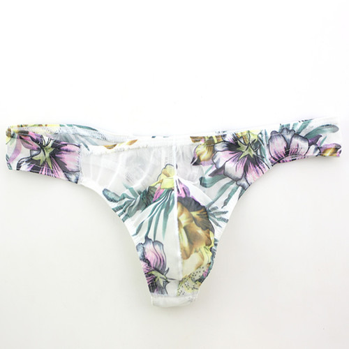 Men's Sexy Thong Underwear with Unique Mesh Print, Tight Briefs, Korean Style Bottoms, and Thong Short Head