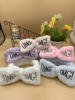Demi-season face mask with letters with bow for face washing, headband, Korean style, with embroidery