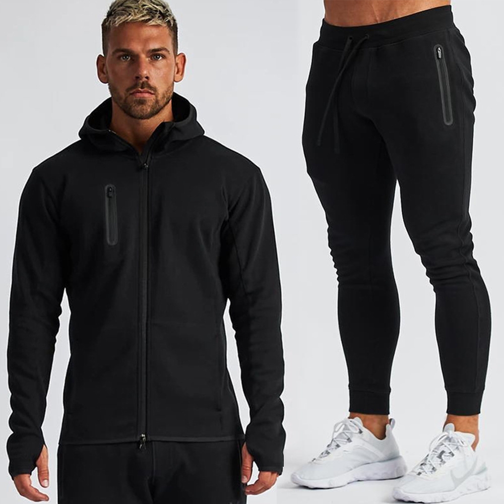 Muscle Autumn And Winter Sports Suit Men's Brothers Outdoor Running Hooded Sweatshirt Sweatpants Casual Two-piece Suit