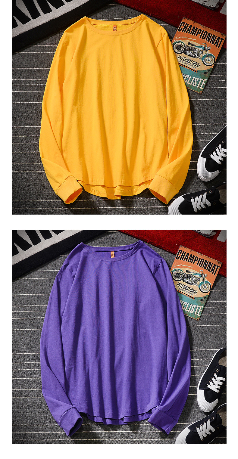boy Spring Autumn New Men's Pure Cotton Long Sleeve Round Neck T-Shirt Loose European And American Style Solid Color Hip-Hop_viptrois.com