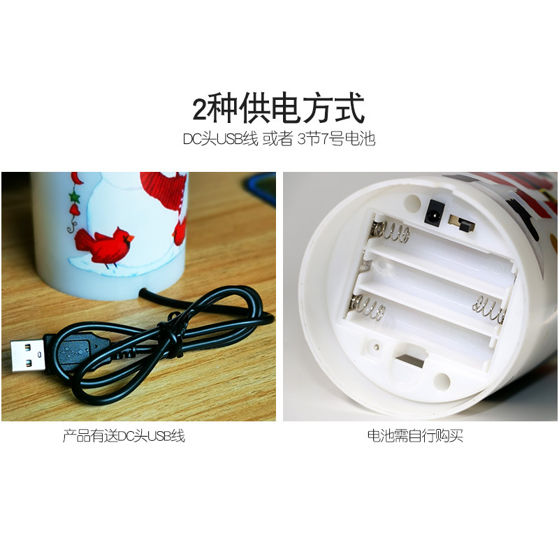 LED蠟燭款創(chuàng)意投影燈 圣誕節(jié)日LED裝飾夜燈 圣誕發(fā)光蠟燭燈擺件