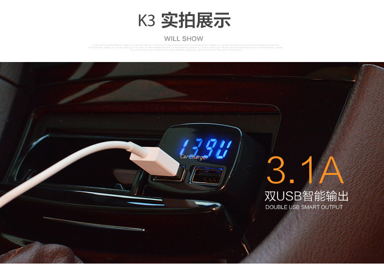 العبوات، تبين درجة حرارة ملء مركبة مزدوجة USB في وحدة شحن مزدوجة detail image 9