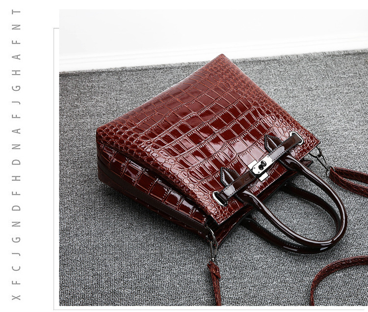 Fashion Crocodile Pattern Glossy Patent Leather Bag Wholesale Nihaojewelry display picture 6