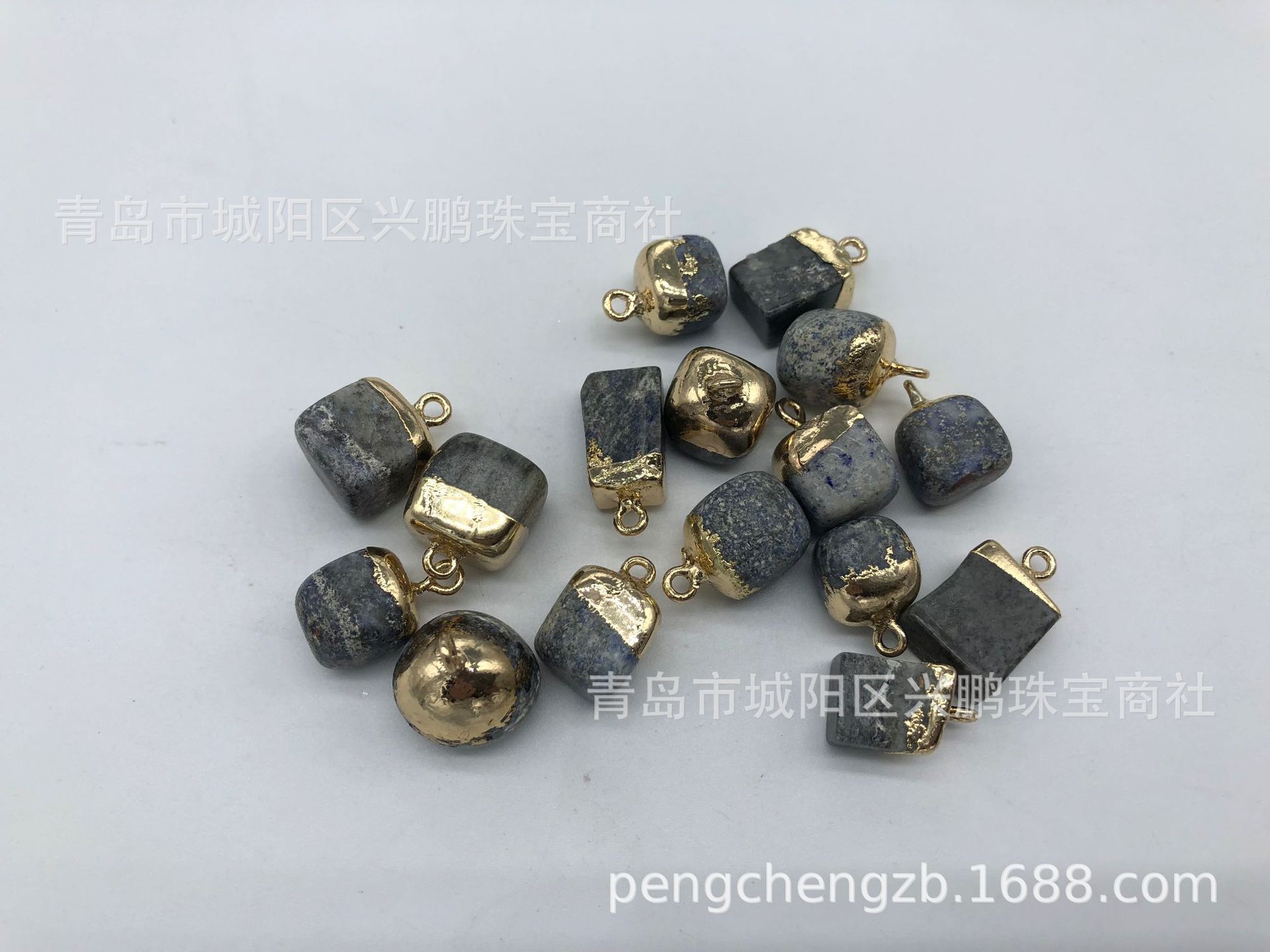 杂石碎石不定型电镀金边挂坠耳坠外贸饰品配饰彩色石头镀金-阿里巴巴