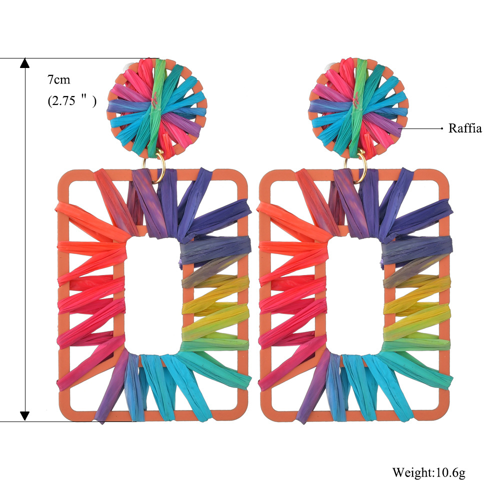 Neue Herzförmige Geometrische Quadratische Runde Bastohrringe display picture 1