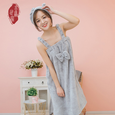 bow Coral camisole Bath skirt Bath towel Bath skirt thickening water uptake Hairfalling Bathrobe