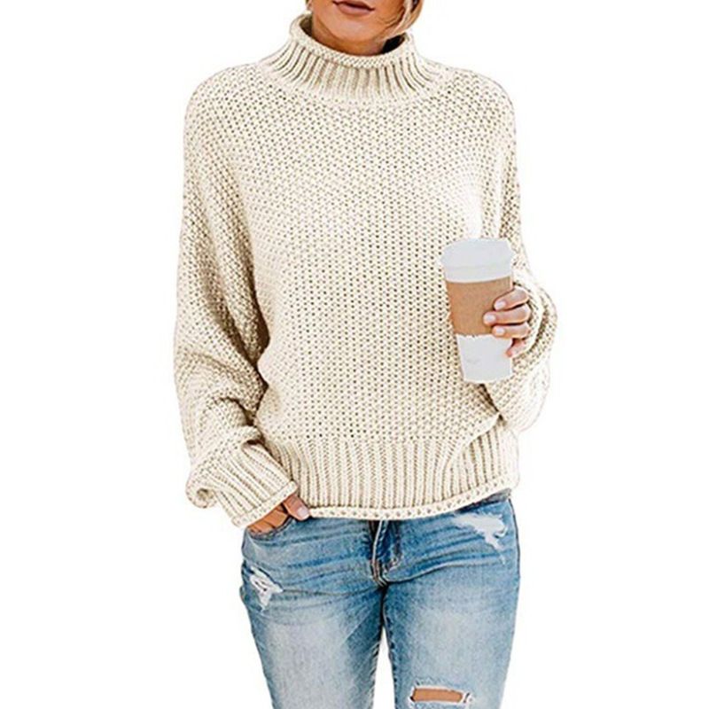 Suéter de Punto Holgado con Cuello Alto para Mujer, Otoño/Invierno 2025, Nuevo en Amazon y Wish, Estilo Europeo y Americano