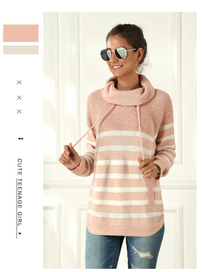 turtleneck sweater women autumn and winter women s striped long-sleeved sweater NSYH7180