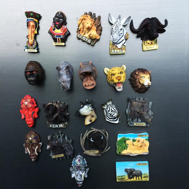In Stock Kenya Humanistic Three-dimensional Animal Tourism Commemorative Gifts Resin Crafts Refrigerator Magnets