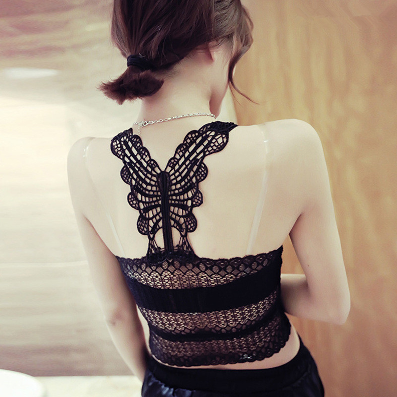Spring and Summer Lace Wrap Breast Tube Top Large Size All-match Anti-glare Women's Bow Black Sling Short Vest Spring and Summer Lace Wrap Breast Tube Top Large Size All-match Anti-glare Women's Bow Black Sling Short Vest