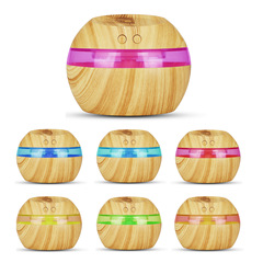 Original Factory 300ml Round Humidifier with Colorful Night Light and Wood Grain Aroma Diffuser, Cross-border Slope Purifier Wholesale Dropshipping